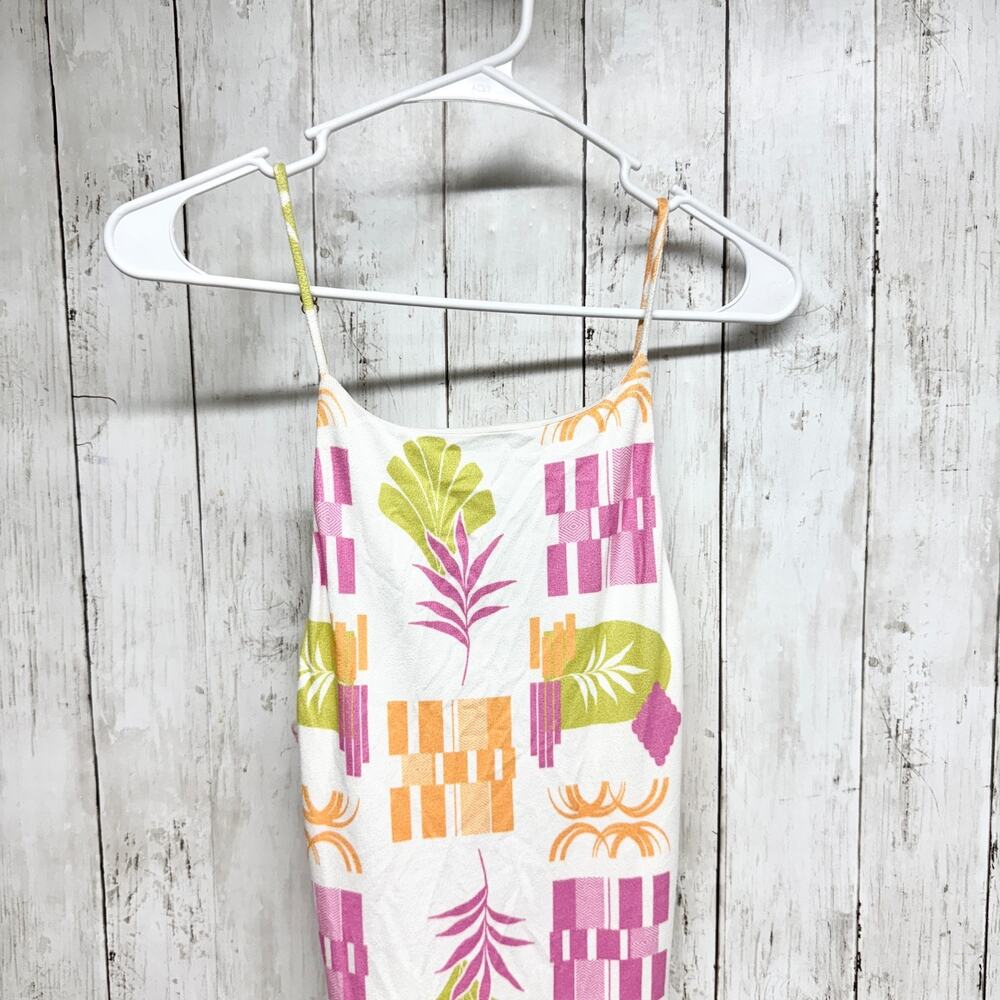 Le‎ Lis Dress Women Size XS Tropical Print Adjustable Spaghetti Strap Maxi NWT